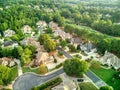 Aerial panoramic view of an upscale subdivision shot during golden hour