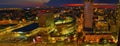 Aerial panoramic view at Warsaw downtown by night, from the top of Palace of Culture and Science, Warsaw, Poland Royalty Free Stock Photo