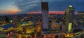 Aerial panoramic view at Warsaw downtown by night, from the top of Palace of Culture and Science, Warsaw, Poland Royalty Free Stock Photo