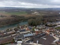 Winter view near Moulin de Verzenay on gran cru vineyards of famous champagne houses in Montagne de Reims near Verzenay, Champagne Royalty Free Stock Photo