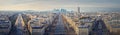 Aerial Paris cityscape panorama with view to La Defense metropolitan district, France. Champs-Elysee avenue, beautiful parisian