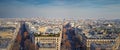 Aerial Paris cityscape panorama with view to Sacre Coeur Basilica of the Sacred Heart, France. Beautiful parisian architecture,