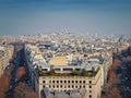 Aerial Paris cityscape with view to Sacre Coeur Basilica of the Sacred Heart, France. Beautiful parisian architecture with Royalty Free Stock Photo