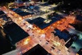 Aerial of Paris, Ontario, Canada at night