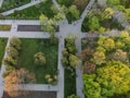 Aerial park lanes in spring Shevchenko City Garden