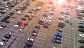 Aerial. Parking lot with cars. Royalty Free Stock Photo