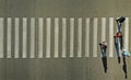 Aerial. Pedestrian crossing on zebra. View above. Royalty Free Stock Photo