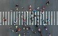 Aerial. Pedestrian crosswalk crossing. Top view. Royalty Free Stock Photo