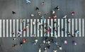 Aerial. Pedestrian crosswalk crossing. View above. Royalty Free Stock Photo