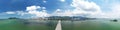 Aerial Wide View Of Penang Island With Bridge View Malaysia