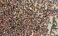 Aerial. Crowd of people. View from drone.