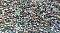 Aerial. People crowd background with radial blur effect. Royalty Free Stock Photo