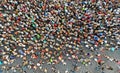 Aerial. People crowd background. Top view