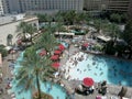 Aerial of People play and hangout at Vegas Hotel Pool Party Royalty Free Stock Photo