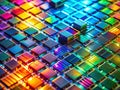 Aerial Perspective of Advanced Microchip Manufacturing Colorful Silicon Wafers and Microchips Showcase CuttingEdge Royalty Free Stock Photo