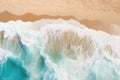 Aerial perspective of beach waves creating shore textures