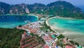 Aerial perspective of beautiful tropical island in Thailand. Drone photo