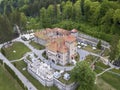 Aerial perspective Of Cantacuzino Castle , Busteni, Roumania