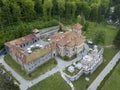 Aerial perspective Of Cantacuzino Castle , Busteni, Roumania