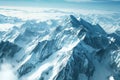 An aerial perspective capturing the scenic beauty of a mountain range as seen from the window of an airplane in flight, Aerial Royalty Free Stock Photo