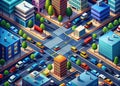 Aerial Perspective of a Congested Urban Intersection Analyzing Traffic Flow and Urban Design Challenges