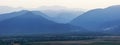 Aerial perspective in the mountains in the morning. Caucasus mountains