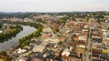 Aerial Perspective Over The Riverfront Downtown City Center Morgantown West Virginia