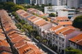 Aerial perspective of Singapore old town roofs, a picturesque scene