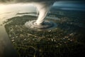 aerial perspective of a tornado dissipating over water Royalty Free Stock Photo