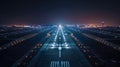 Aerial View of an Airport Runway at Night Royalty Free Stock Photo