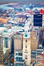 Aerial Philadelphia cityscape with the City Hall tower