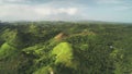 Aerial Philippines hill landscape: nobody wild nature with green tropic forest, plant, grass, moss Royalty Free Stock Photo