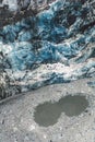 Aerial photo of Alaska glacier calving Royalty Free Stock Photo