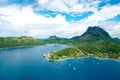 Bora Bora, French Polynesia, aerial view of island in the South Pacific Ocean