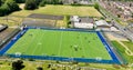 Aerial photo of the artificial turf and 3g Playing fields at Larne High School in Larne Co Antrim Northern Ireland