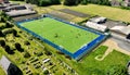 Aerial photo of the artificial turf and 3g Playing fields at Larne High School in Larne Co Antrim Northern Ireland