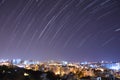 Aerial photo of Bangalore city and Star Trail during Midnight Royalty Free Stock Photo