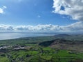 Aerial photo of Barnevave and Slieve Foye Mountains Glenmore Valley Cooley Peninsula Carlingford Lough Louth Irish Sea Ireland Royalty Free Stock Photo