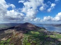 Aerial photo of Barnevave and Slieve Foye Mountains Glenmore Valley Cooley Peninsula Carlingford Lough Louth Irish Sea Ireland Royalty Free Stock Photo