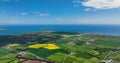 Aerial photo of Barnevave and Slieve Foye Mountains Glenmore Valley Cooley Peninsula Carlingford Lough Louth Irish Sea Ireland