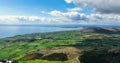 Aerial photo of Barnevave and Slieve Foye Mountains Glenmore Valley Cooley Peninsula Carlingford Lough Louth Irish Sea Ireland