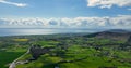 Aerial photo of Barnevave and Slieve Foye Mountains Glenmore Valley Cooley Peninsula Carlingford Lough Louth Irish Sea Ireland Royalty Free Stock Photo