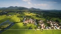 Aerial photo of the beautiful countryside of south China in autumn