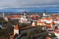 Aerial photo of beautiful old town of Tallinn, Estonia including Toompea, Alexander Nevsky Cathedral Royalty Free Stock Photo