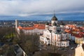 Aerial photo of beautiful old town of Tallinn, Estonia including Toompea, Alexander Nevsky Cathedral Royalty Free Stock Photo