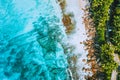 Aerial photo of bizarre paradise tropical beach Anse Bazarca at Mahe island, Seychelles. Summer vacation, travel and