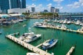 Aerial photo boats Miami Bayside Marketplace and Marina Royalty Free Stock Photo