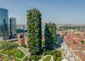 Aerial photo of Bosco Verticale, Vertical Forest in Milan, Porta Nuova district Royalty Free Stock Photo