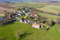 Aerial photo of the British village town of Wetherby in Leeds West Yorkshire showing the typical country side and cottages in the