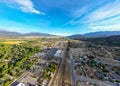 Aerial photo Buena Vista residential and industrial by railroad tracks Colorado Royalty Free Stock Photo
